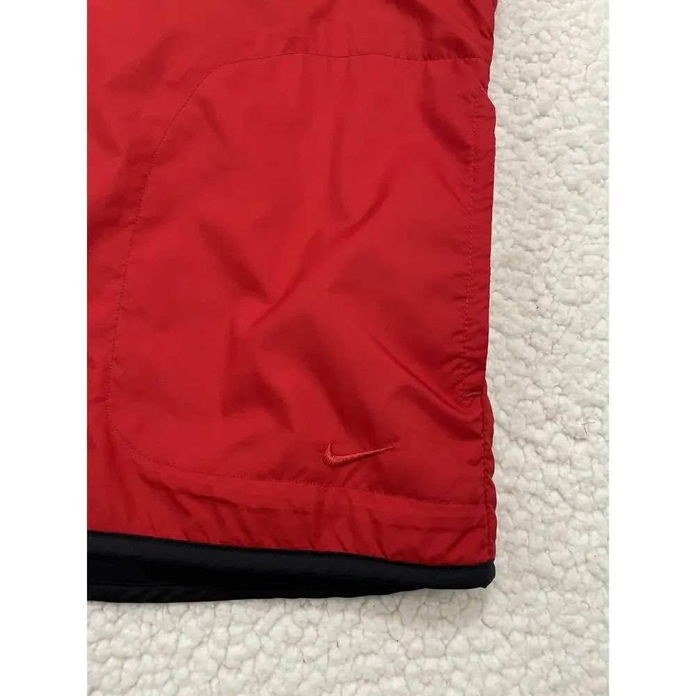 Vintage Nike Jacket & Vest 2-Pc Set Women Size M Red‎ Black Coat Puffer Silver